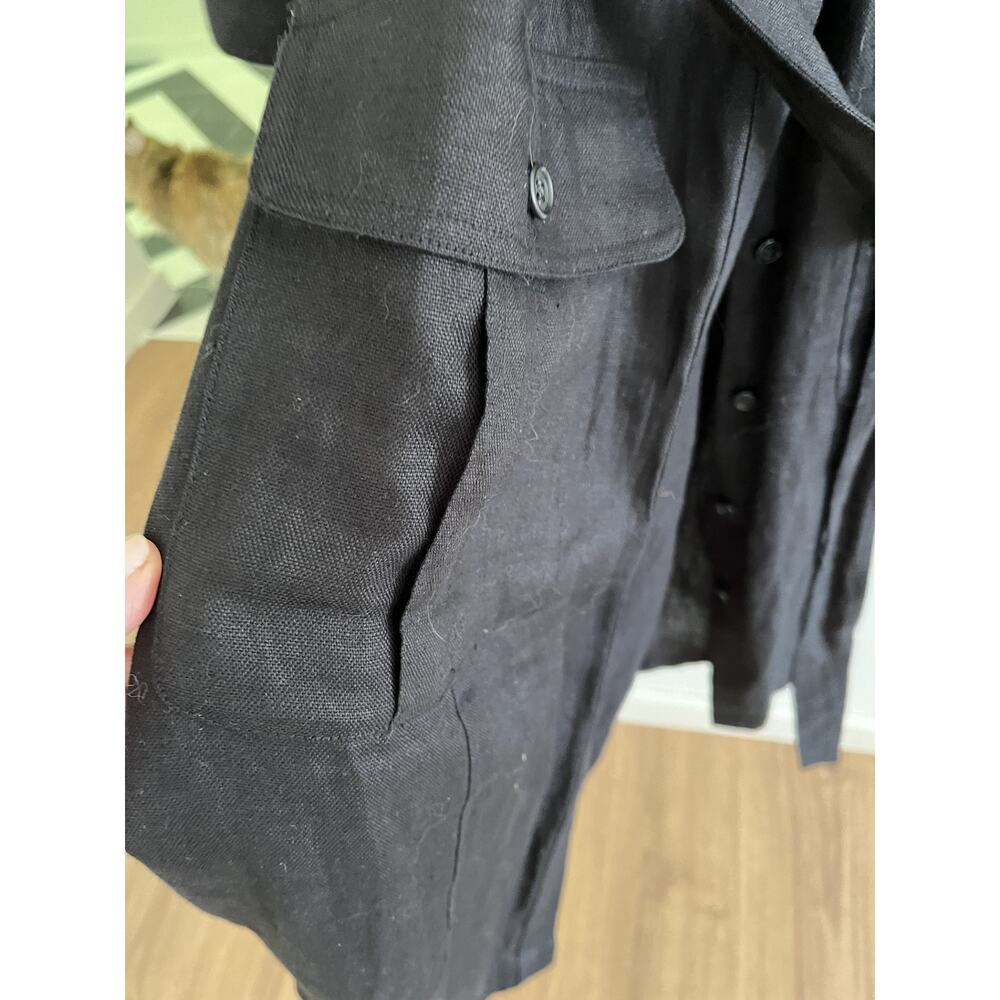 Lauren Ralph Lauren Women's LINEN Black Shirt Dress Midi Size 16 NWOT - Picture 4 of 7